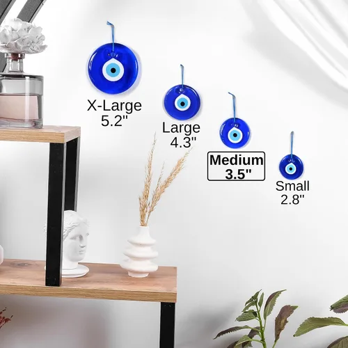 Miniatura 4 de BCS Decoración azul contra el mal de ojo de 3.5 pulgadas, adorno colgante de pared hecho a mano con amuleto turco griego de Nazar de buena suerte