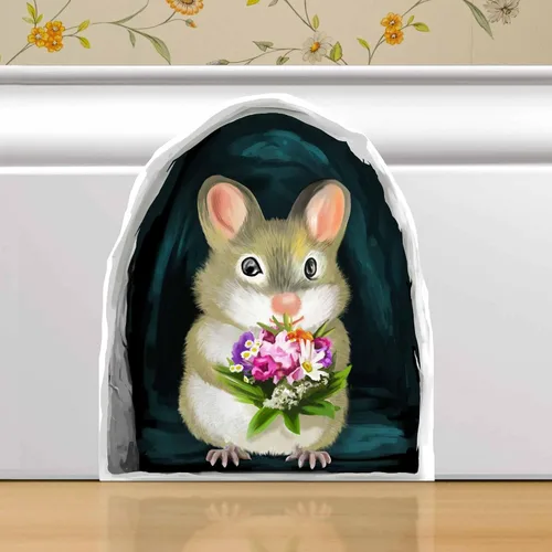 Miniatura 13 de Pegatina con agujero de ratón, adhesivo de pared extraíble, decoración de cocina, amante del café, refrigerador, diversión, agujero de ratón