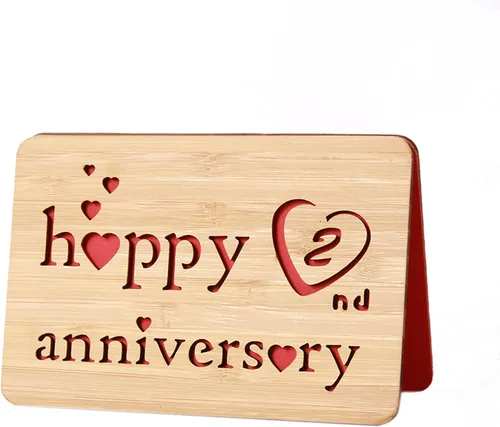 Miniatura 44 de Tarjeta de felicitación de madera para el primer aniversario, hecha a mano, 1 año, aniversario de boda, tarjeta de primer aniversario para ella, él