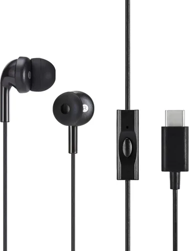 Miniatura 7 de Amazon Basics - Auriculares con cable con micrófono, intrauditivos, conector de 3,5 mm, cable de 1,3 m de largo, almohadillas S/M/L, negro