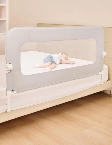 BABELIO Riel de cama para niños pequeños, rieles de cama con balanceo de 150 cm de ancho y altura ajustable para niños/personas mayores/adultos,