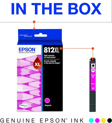 Miniatura 3 de EPSON T812 DURABrite Ultra Ink Cartucho magenta de alta capacidad (T812XL320-S) y T812 DURABrite Ultra Ink Cartucho cian de alta capacidad