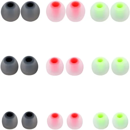 Miniatura 35 de Puntas de repuesto para auriculares, puntas de silicona para los oídos, aptos para agujeros interiores de 0.150 in a 0.201 in, 9 pares S/M/L blanco