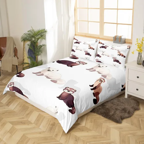 Miniatura 2 de Erosebridal Juego de ropa de cama de hurón para niños, funda de edredón de animales salvajes, bonita funda de edredón de vida silvestre para niños