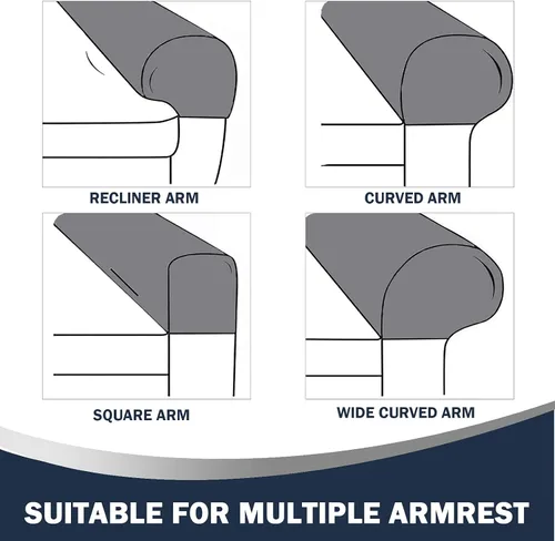 Miniatura 7 de Juego de 4 fundas para reposabrazos de sofá, de terciopelo afelpado, antideslizantes, para sofá, silla y sillón reclinable, color blanco roto