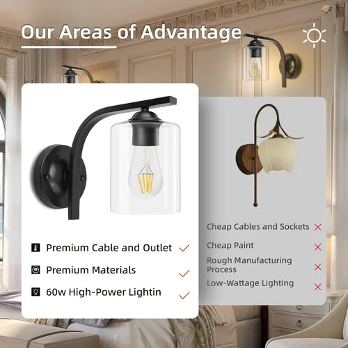 Miniatura 5 de CANMEIJIA Aplique de pared 1 luz, moderno accesorio de iluminación de pared, luces de tocador de baño con lámpara de pared negra mate para Negro