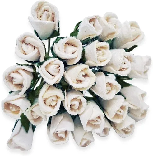 Miniatura 6 de ChangThai Design 50 piezas de papel de rosa blanca de ¼ pulgadas de diámetro, ramo de flores para álbumes de recortes, manualidades, papel