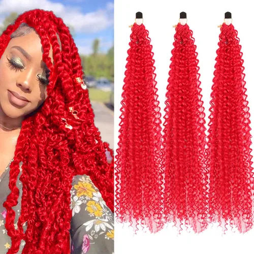 Miniatura 51 de Pelo de ganchillo Ocean Wave de 30 pulgadas, 3 paquetes de cabello trenzado de onda profunda, cabello rizado profundo con ganchillo para mujeres