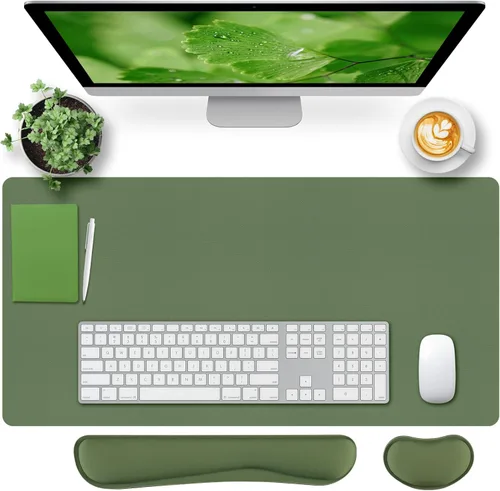 Miniatura 9 de Bloss Almohadilla de escritorio de cuero y reposamuñecas para teclado, alfombrilla grande para mouse + almohadilla para teclado + soporte de muñeca
