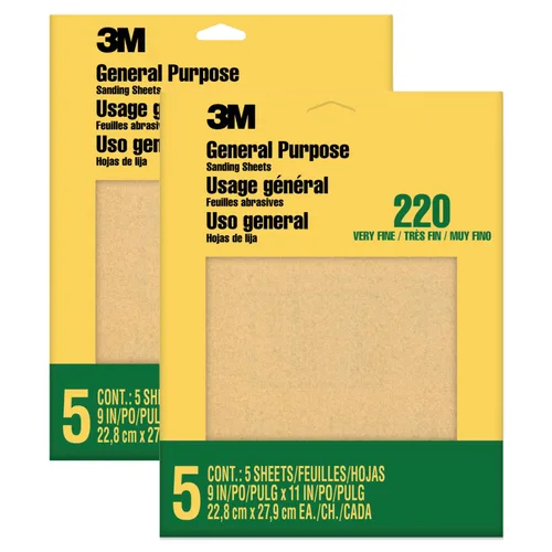 Miniatura 8 de 3M Papel de lija, paquete surtido de grano 100-150-220, 6 hojas, 3-2/3 x 9 pulgadas, lija pintura, madera y metal, ideal para lijado de uso general