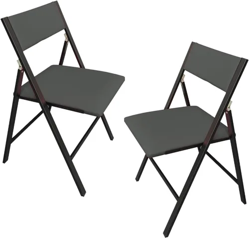 Miniatura 12 de 2 sillas deportivas para adultos, sillas de oficina plegables tapizadas, silla de salón portátil al aire libre para oficina, cocina (negro, grande)