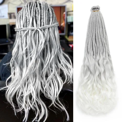 Miniatura 23 de Extensiones de rastas rectas sintéticas de doble extremo, 24 pulgadas, 5 hebras de 0.5 in de ancho, suaves de color negro a marrón oscuro