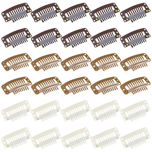 Miniatura 7 de WILLBOND - 30 piezas de broches para extensiones de cabello de 32 mm con 9 dientes, broches para pelucas, peine pequeño, accesorios de peluca