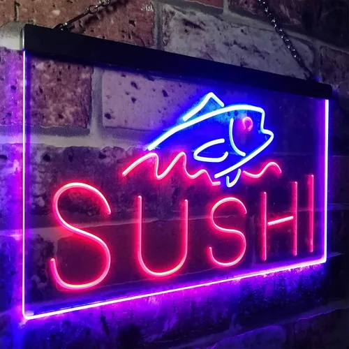 Miniatura 3 de ADVPRO Sushi Fish Sashimi Restaurant - Letrero de neón LED de doble color, azul y rojo, 12 x 8.5 pulgadas, st6s32-i3334-br