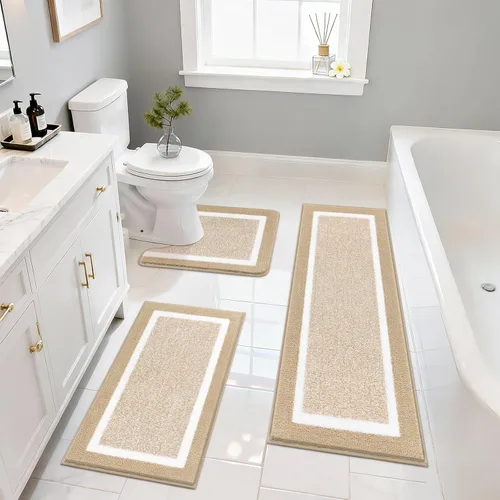 Miniatura 47 de Pauwer Juego de baño, alfombras de baño antideslizantes, alfombras de ducha absorbentes para suelo de baño, bañera y ducha, color azul aguamarina