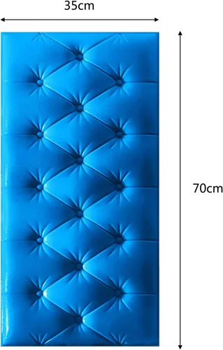 Miniatura 2 de Cabecera autoadhesiva, calcomanías de pared anticolisión 3D, paneles de pared tapizados, cabecera montada en la pared, paneles de pared Azul
