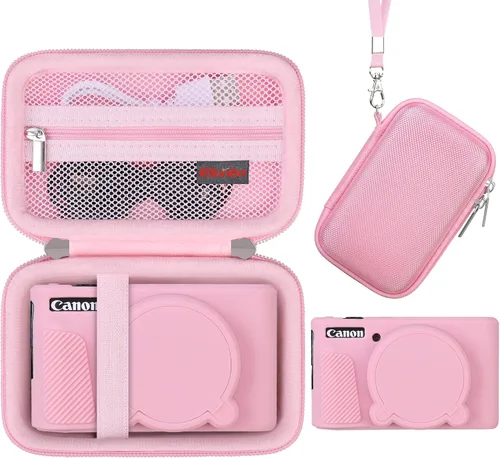 Miniatura 11 de Elonbo Funda para cámara digital Canon PowerShot SX740/SX730, Canon SX740/SX730 HS funda de transporte rígida + funda de silicona suave con cubierta