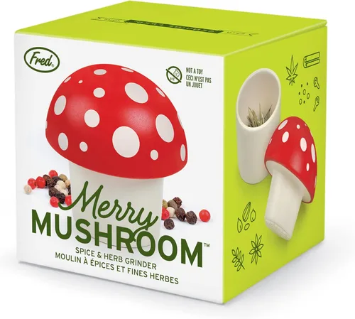 Miniatura 6 de Genuine Fred Molinillo de hierbas con forma de hongo alegre, molinillo manual de 3 pulgadas para hierbas y especias, herramienta de cocina de mano