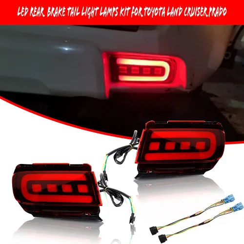 Miniatura 3 de 3D óptico rojo LED parachoques trasero reflectores freno luz trasera lámparas kit para Toyota Land Cruiser PRADO FJ150 2010 2011 2012 2013 2014 2015