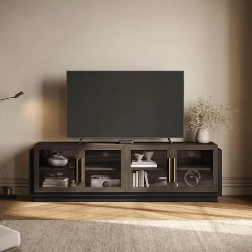 Miniatura 12 de BELLEZE Soporte de TV de 70" para televisores de hasta 75", gabinete de TV moderno y centro de entretenimiento con estantes, gabinete