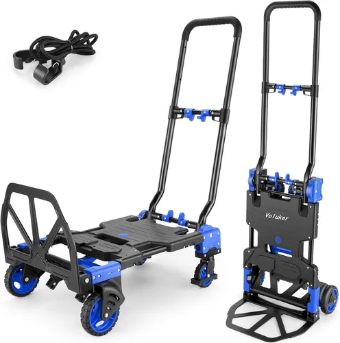 Carretilla de Mano Plegable de 330LB Carretilla de Transporte, Carretillas de Mano de Servicio Pesado Combinación de 4 Ruedas y 2 Ruedas Carrito