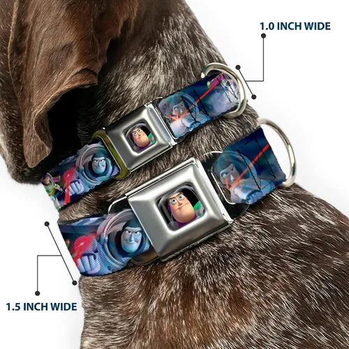 Miniatura 2 de Collar de perro hebilla de cinturón de seguridad Buzz Lightyear Action Poses apilado 9 a 15 pulgadas 1.0 pulgadas de ancho
