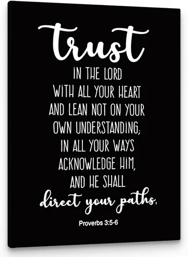 PHAMTE Proverbios 3:5-6 Confía en el Señor con todo tu corazón Arte de pared cristiano, decoración de pared con escrituras bíblicas, impresión de