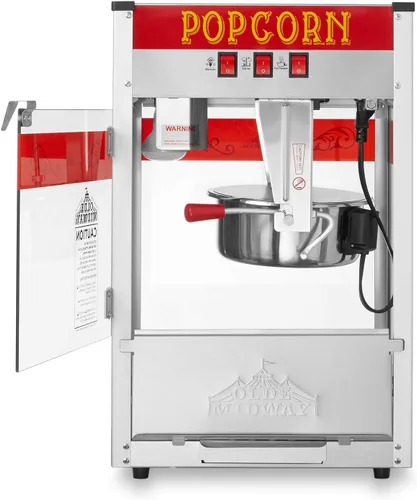 Miniatura 3 de Olde Midway Máquina comercial para hacer palomitas de maíz con hervidor de agua de 8 onzas, color rojo