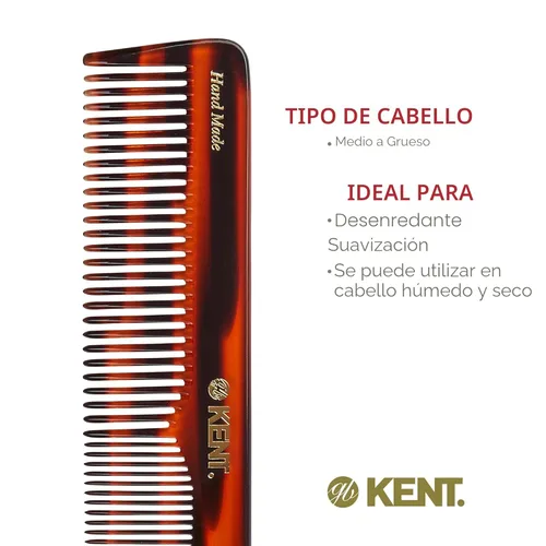 Miniatura 6 de Kent 16T Peine de dientes finos y anchos de tortuga para aseo diario, peine de peinado para todo tipo de cabello, peines desenredantes para cabello