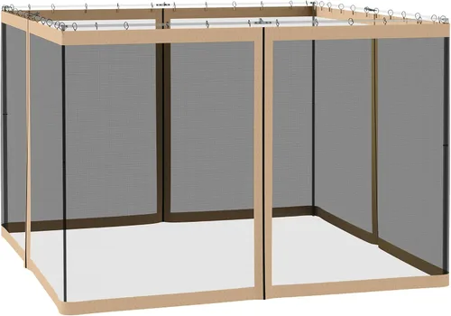 Outsunny Red de malla lateral de repuesto universal de 10' x 10' para cenadores de patio y carpas con cremalleras, (solo pared lateral) beige, negro