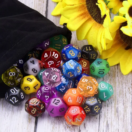 Miniatura 4 de AUSTOR Juego de 42 dados poliédricos de 6 caras, surtido de dados de colores mixtos con una bolsa de almacenamiento de terciopelo negro