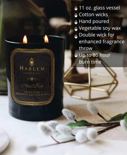 Miniatura 6 de HARLEM CANDLE CO. After Dark - Vela de soja perfumada de lujo, 11 onzas, tiempo de combustión de 80 horas, bergamota, azafrán, vainilla borbónica