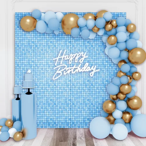 Miniatura 16 de Telón de fondo de pared brillante con lentejuelas cuadradas, color azul bebé, decoración para bodas, aniversarios, cumpleaños, fiestas, 12 paneles