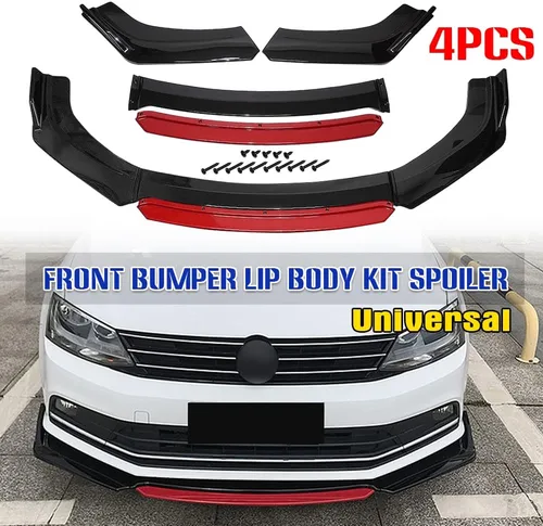 Miniatura 5 de Juego de alerón para parachoques delantero universal, 4 piezas, divisor para la barbilla para la mayoría de los coches, compatible con Honda, Audi