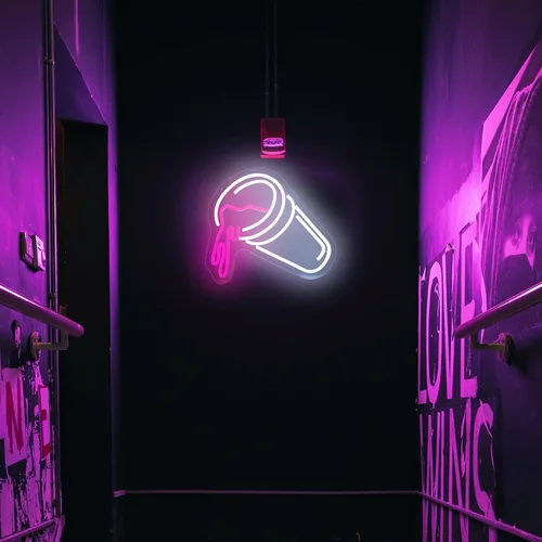 Miniatura 6 de Moodion - Letrero de neón de doble taza para decoración de pared, letreros de luces LED de neón rosas regulables para bar y cueva de hombre, cup