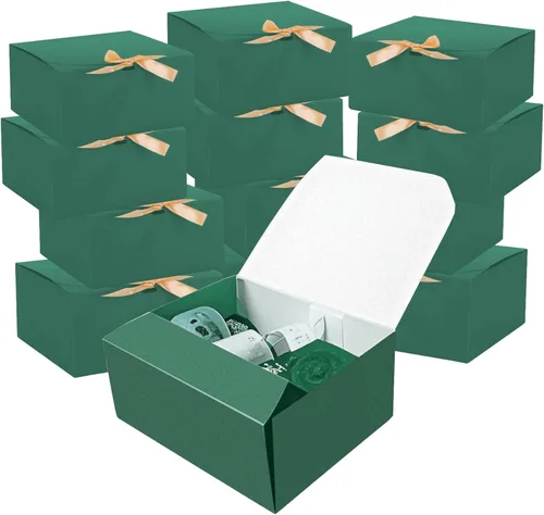 Miniatura 15 de Paquete de 12 cajas de regalo blancas con tapas a granel, caja de propuesta de dama de honor con cinta, cajas de regalo para bodas, Navidad, día