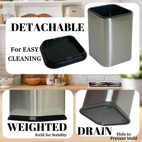 Miniatura 6 de Evelots Soporte para utensilios de cocina, acero inoxidable, organizador de herramientas de cocina para encimera, almacena 15 cucharas, espátulas