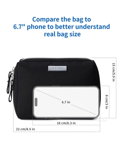 Miniatura 6 de Narwey Bolsa de maquillaje de viaje para cosméticos, bolsa organizadora de artículos de tocador, bolsas de maquillaje con compartimentos para Negro