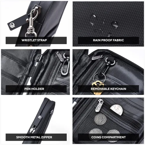 Miniatura 5 de ARTOS Carpeta de viaje para organizador de documentos, Negro -, Cartera Rfid