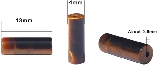 Miniatura 3 de Piedra de jaspe imperial negro natural de 0.157 x 0.512 in en forma de tubo de piedras preciosas cilíndricas sueltas manuales para hacer pulseras