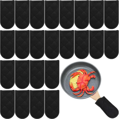 Miniatura 8 de Dandat Juego de 24 fundas de mango caliente para reemplazo diario, fundas de mango de bandeja de regalo, fundas resistentes al calor, funda de Negro