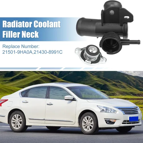 Miniatura 2 de uxcell No 21501-9HA0A/21430-8991C Cuello de llenado del radiador del motor con tapa completamente sellada para Nissan Altima 2.5L L4 2007-2013