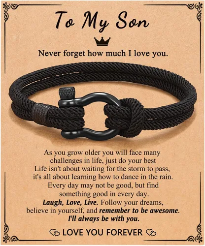 PINKDODO Pulsera con texto en inglés To My Boys, regalos para hijo, nieto, sobrino, hermano, cumpleaños, graduación, regalos de Navidad para