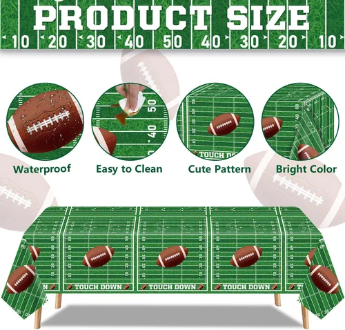 Miniatura 7 de Manteles de fútbol, paquete de 4 fundas rectangulares para mesa de fútbol, para el día del juego, campo de fútbol para decoraciones de fútbol