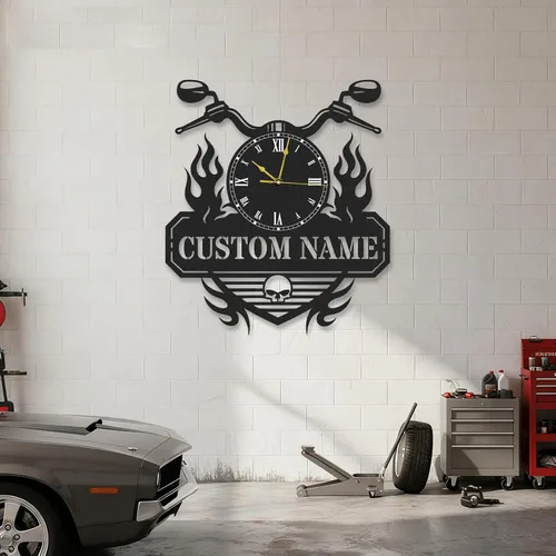 Miniatura 15 de Reloj de pared de metal personalizado, árbol de la vida, letrero de metal con nombre de familia, reloj rústico con número romano para sala de estar