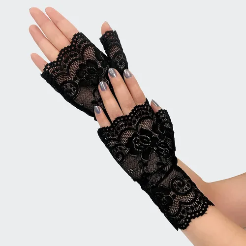 Miniatura 2 de Papoopy Guantes de encaje blanco para mujer, para bodas, fiestas de té, cosplay, disfraces