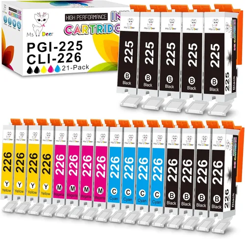 Miss Deer Paquete de 21 cartuchos de tinta 225 y 226, repuesto compatible para Canon PGI-225 CLI-226 para MG6220 MG6120 MG5320 MG5220 MX882 MX892 (5
