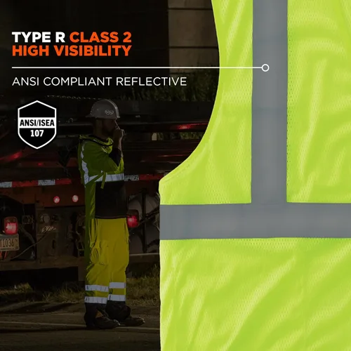 Miniatura 3 de Ergodyne GloWear - Chaleco de seguridad reflectante de alta visibilidad, cierre de gancho y bucle Lima