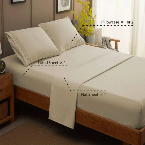 Miniatura 2 de SONORO KATE Juego de sábanas de microfibra súper suave de 1800 hilos, sábanas egipcias de lujo de 16 pulgadas de profundidad, antiarrugas e Beige