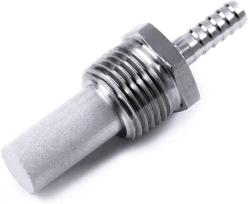 Piedra de difusión de oxigenación en línea de 0.5 micrones, 1/2 "NPT manguera Barb Piedra de aireación de acero inoxidable Piedra de carbonatación